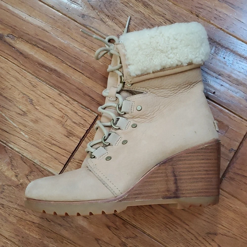 Sorel After Hours Shearling Wedge Boots